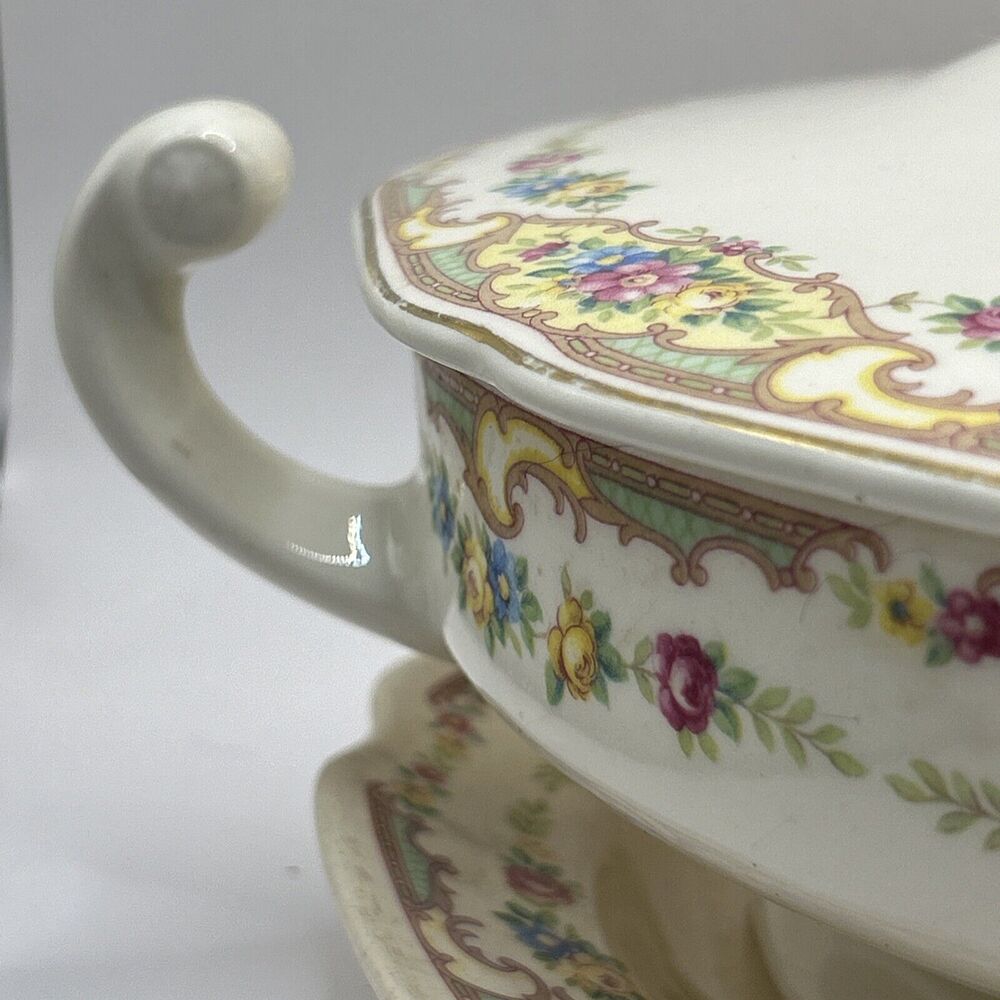Antique 1930’s Mt Clemens MILDRED Casserole Covered Vegetable Dish And Plate - Picture 3 of 16